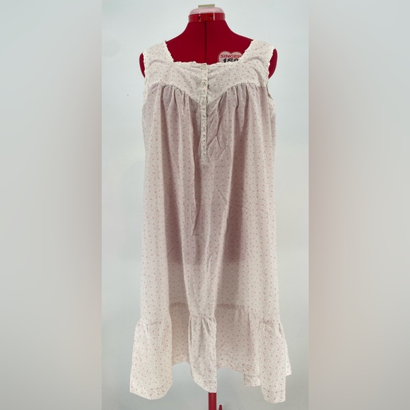 Vintage Other - Cottagecore Dainty Rose Floral Babydoll Nightgown With Ruffle Hem